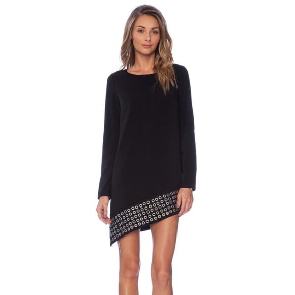Style Stalker Isabella Black Asymmetrical Grommet Hem Long Sleeve Dress S NWT - Picture 1 of 10